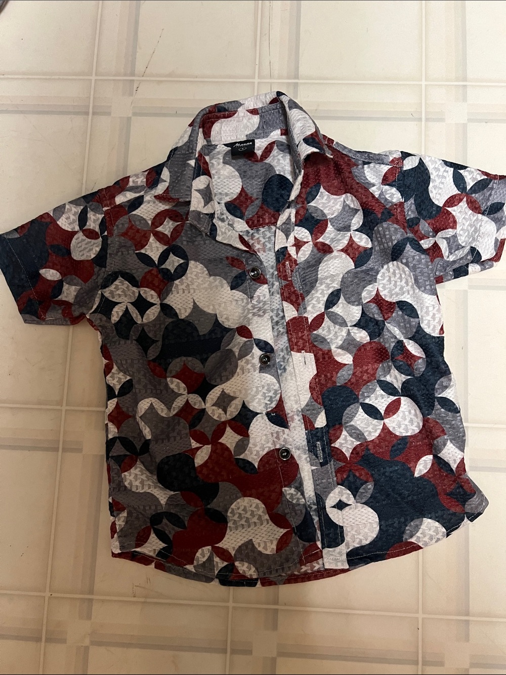 Boys Short-Sleeve Button-Down Shirt - Red, Navy & Gray